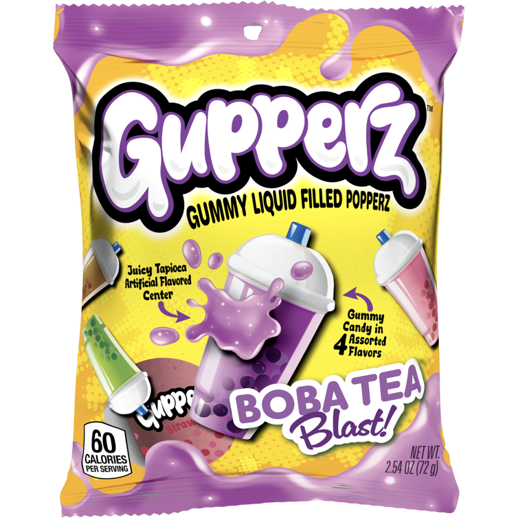 Gupperz Gummy Liquid Filled Popperz - Boba Tea Blast 2.54oz