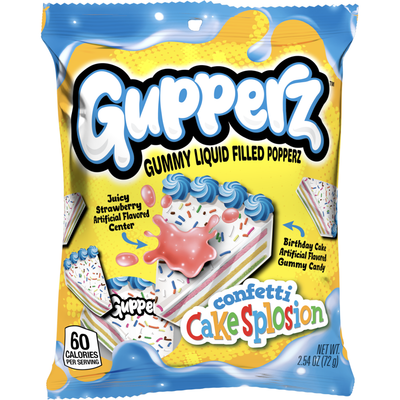 Gupperz Gummy Liquid Filled Popperz - Confetti Cakesplosion 2.54oz