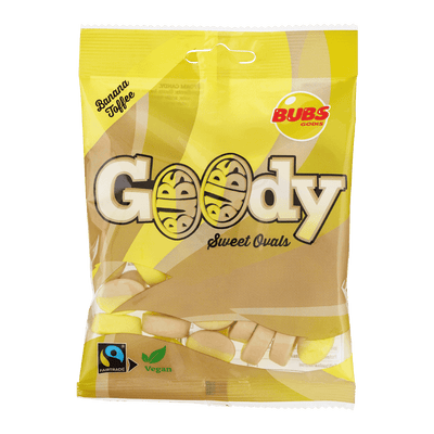 Bubs Goody Sweet Ovals Banana Toffee Vegan Peg Bag 90g