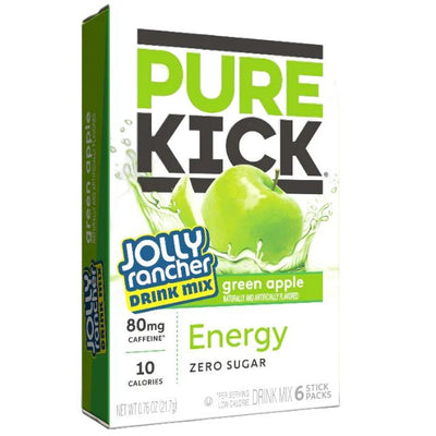 Pure Kick Jolly Rancher Green Apple Energy Drink Mix 6ct Singles to Go 0.76oz