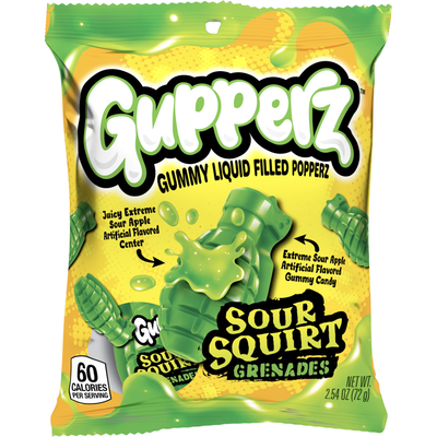 Gupperz Gummy Liquid Filled Popperz - Sour Squirt Grenade 2.54oz