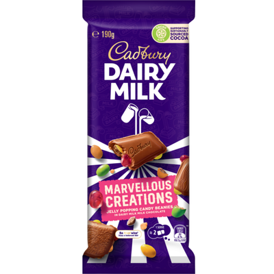 Cadbury Dairy Milk Jelly Pop Candy Beanies Chocolate Block 190g (Australia)