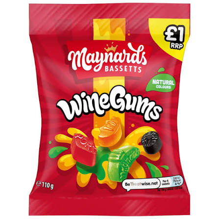 Maynards Bassetts Wine Gums Bag 110g  (UK)