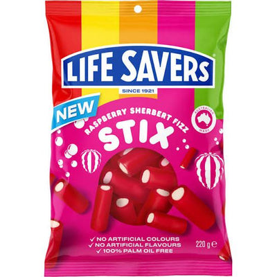 Life Savers Stix Sherbet Fizz Raspberry 200g  (Australia)