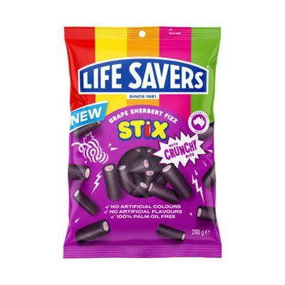 Life Savers Stix Sherbet Fizz Grape Crunch 200g  (Australia)