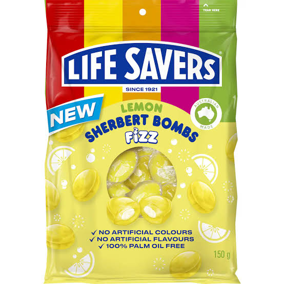 Life Savers Lemon Sherbert Fizz Bombs 150g  (Australia)