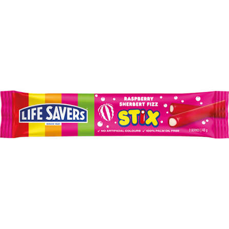 Life Savers Raspberry Sherbert Fizz Stix 40g  (Australia)