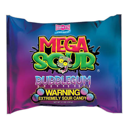 Barnett Mega Sour Candy Bubblegum 104g  (UK)