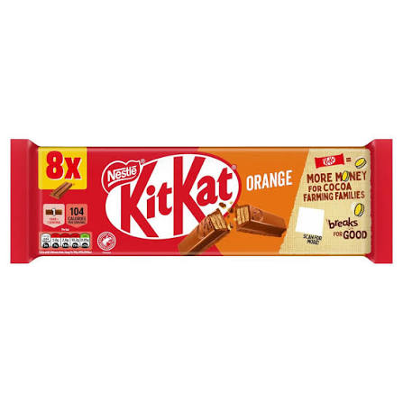 KitKat 2 Finger Orange Chocolate Bar 8pcs 165.6g  (UK)