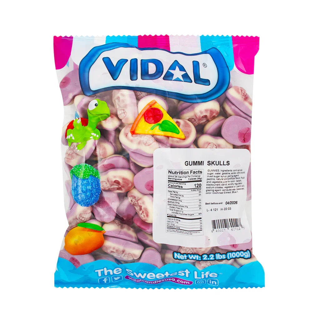 Vidal Halloween Bulk Gummi Skulls 2.2lbs