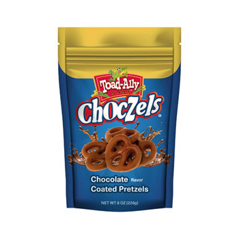 Toad Ally Choczels Milk Chocolate Enrobed Pretzel Stand Up Bag 8oz