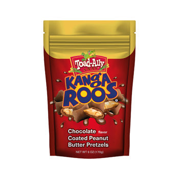 Toad Ally Kanga Roos Chocolatey Coated Peanut Butter Filled Pretzels Stand Up Bag 6oz