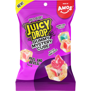 Amos Juicy Drop Gummy Mystery Cube Wild Berry Peg 5oz 12ct - candynow.ca