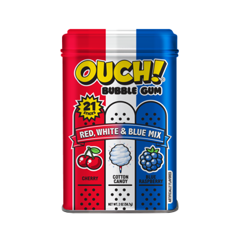 Ouch! Bubble Gum Red, White & Blue Flavor Tin 21pc