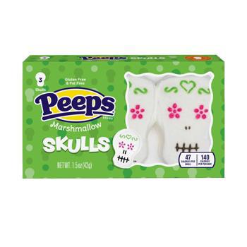 Peeps Halloween 3pcs Marshmallow Skulls 1.5oz