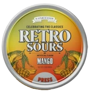 Iconic Retro Sours Mango 60g Tin 60g