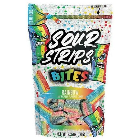 Sour Strips Bites Peg Bag Rainbow 6.35oz