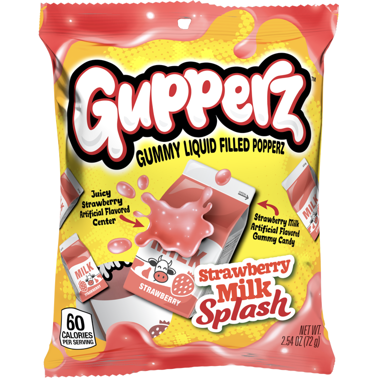 Gupperz Gummy Liquid Filled Popperz - Strawberry Milk Splash 2.54oz
