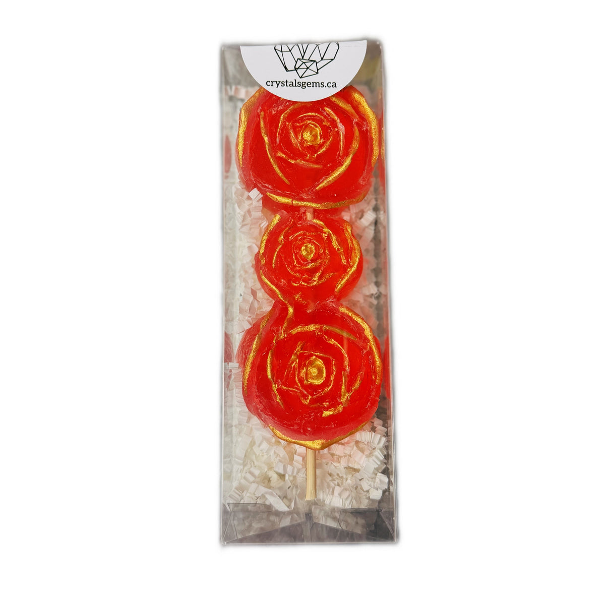 Crystal Gems Rose Pops Strawberry Crystal Candy (Canada)