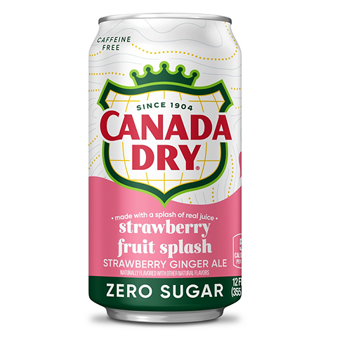 Canada Dry Strawberry Fruit Splash Zero Sugar Ginger Ale 12oz (Canada)