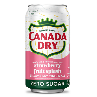 Canada Dry Strawberry Fruit Splash Zero Sugar Ginger Ale 12oz (Canada)