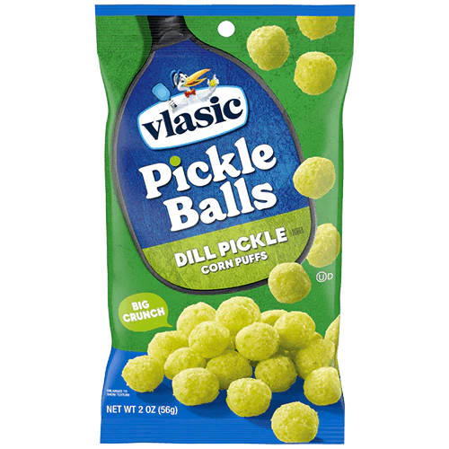 Vlasic Pickle Balls Dill Pickle Flavored Corn Puffs 2oz 12ct - candynow.ca