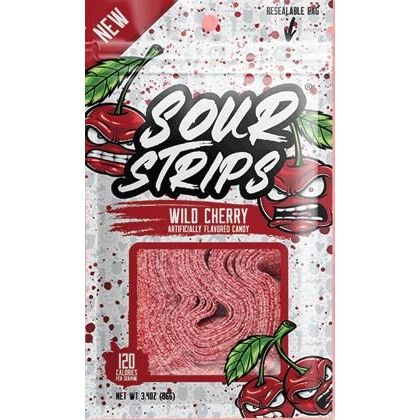 Sour Strips Peg Bag Wild Cherry 3.4oz